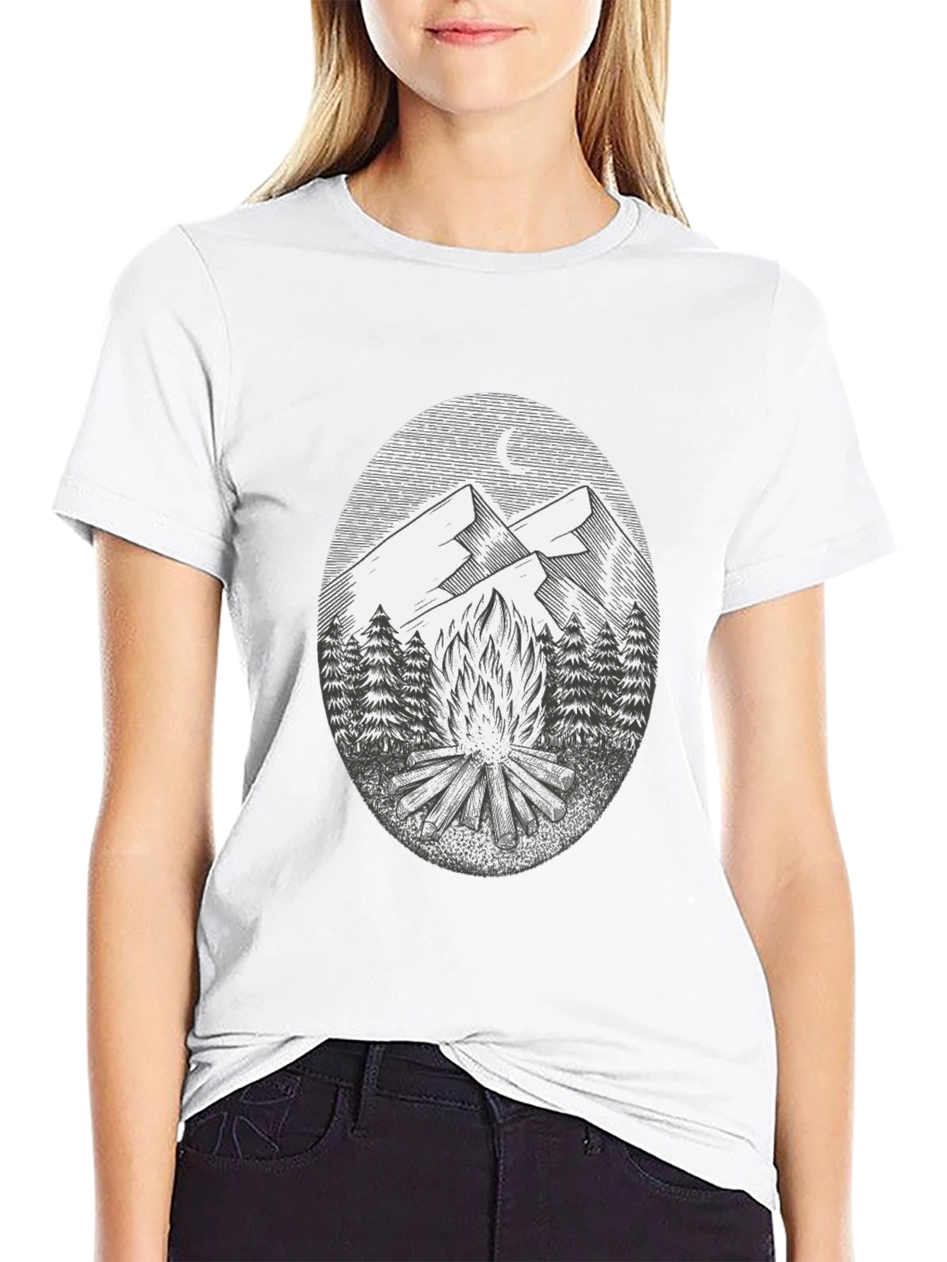 Campfire Mountain Graphic Tee - Black