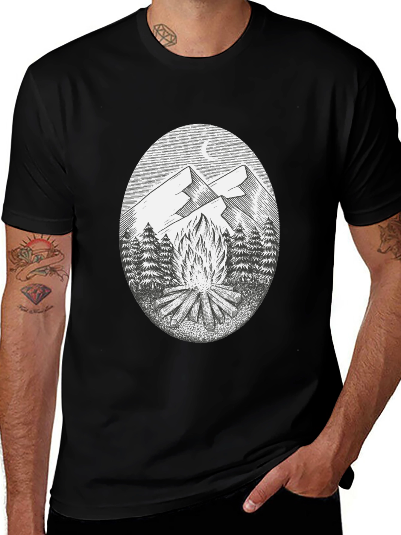 Campfire Mountain Graphic Tee - Black