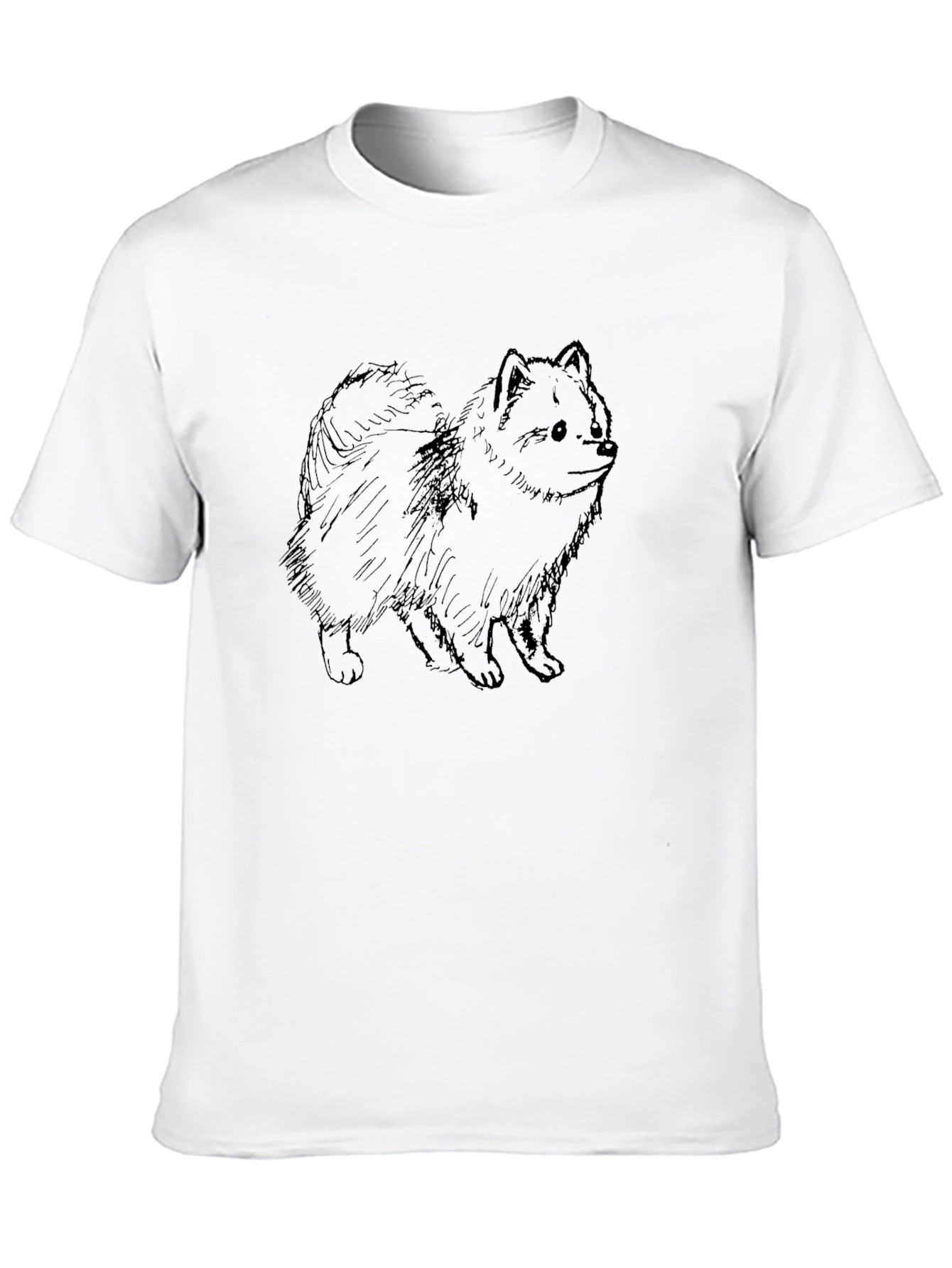 Cute Dog Sketch Graphic Tee - Black Cotton T-Shirt