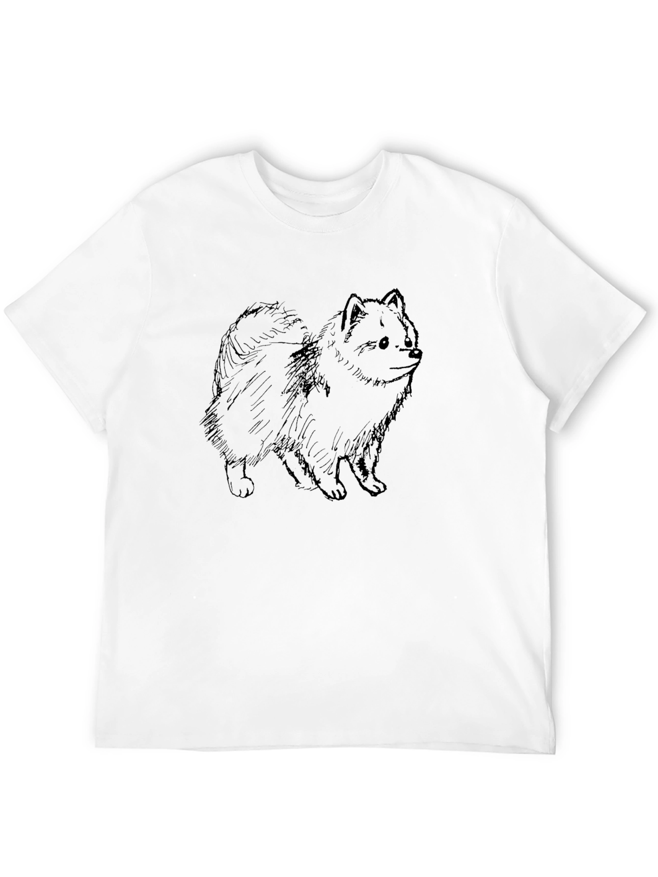 Cute Dog Sketch Graphic Tee - Black Cotton T-Shirt
