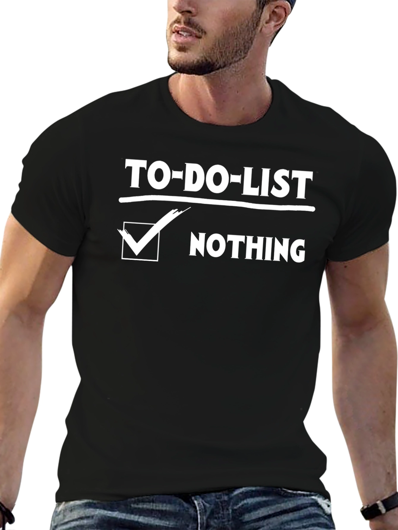 Funny To-Do List Nothing Checked Black T-Shirt