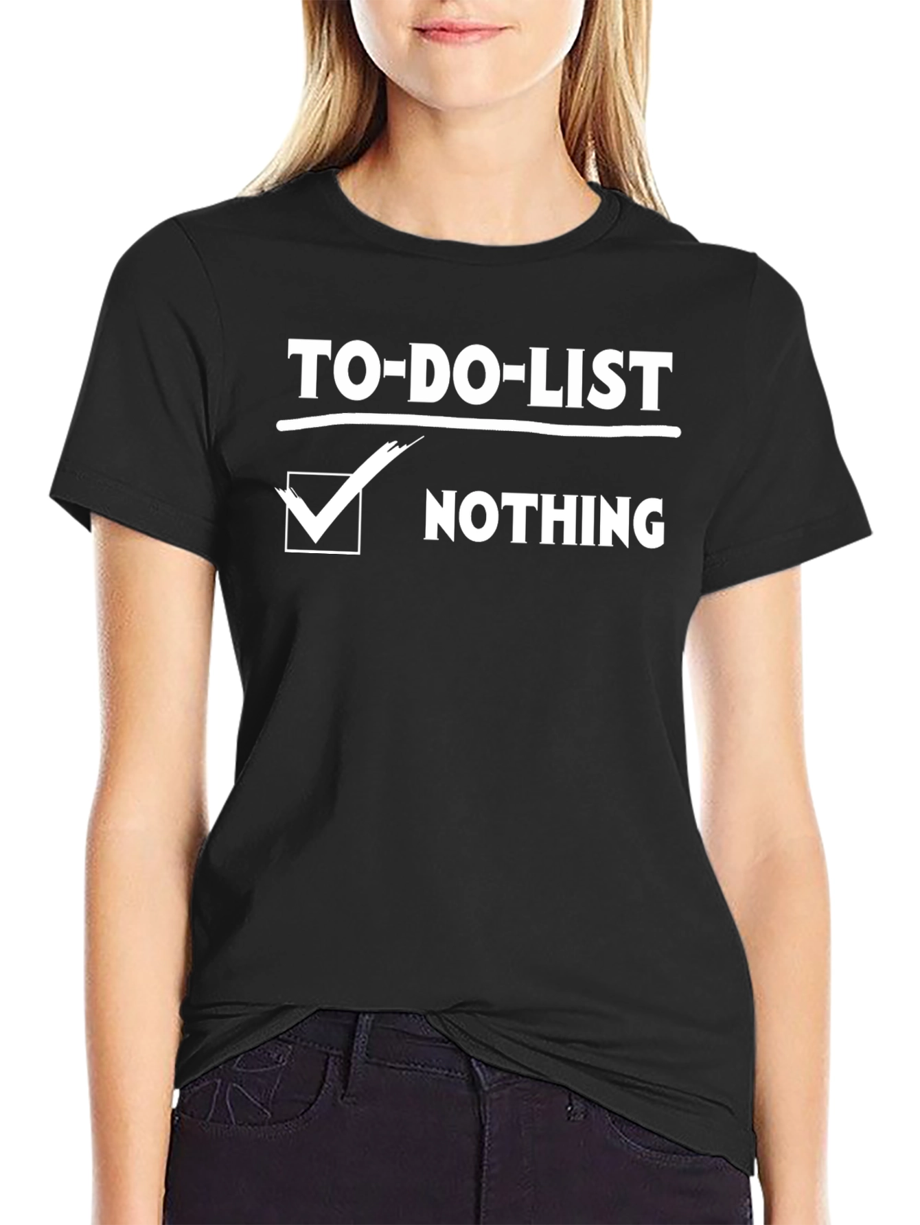 Funny To-Do List Nothing Checked Black T-Shirt