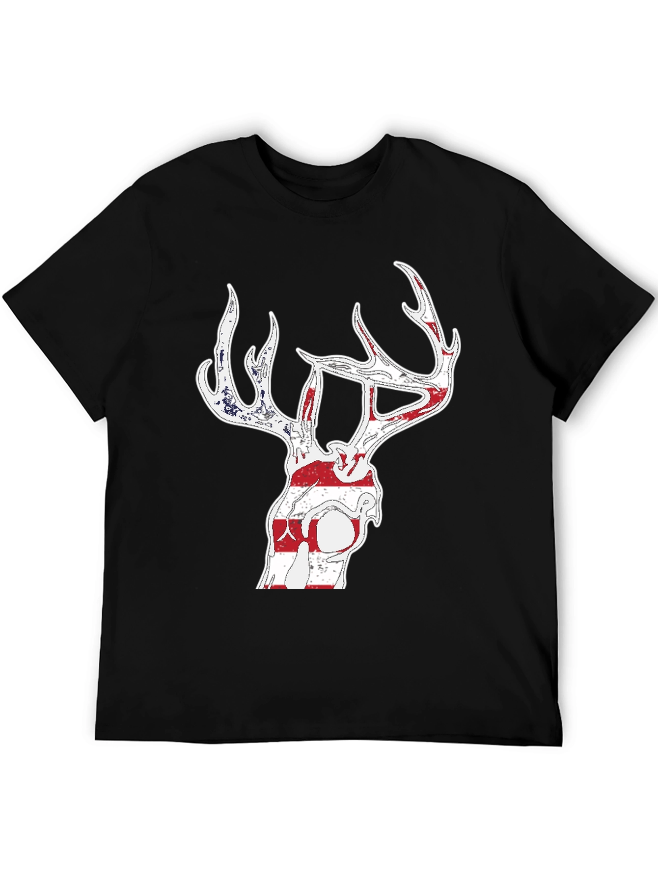 Deer Skull American Flag Graphic T-Shirt