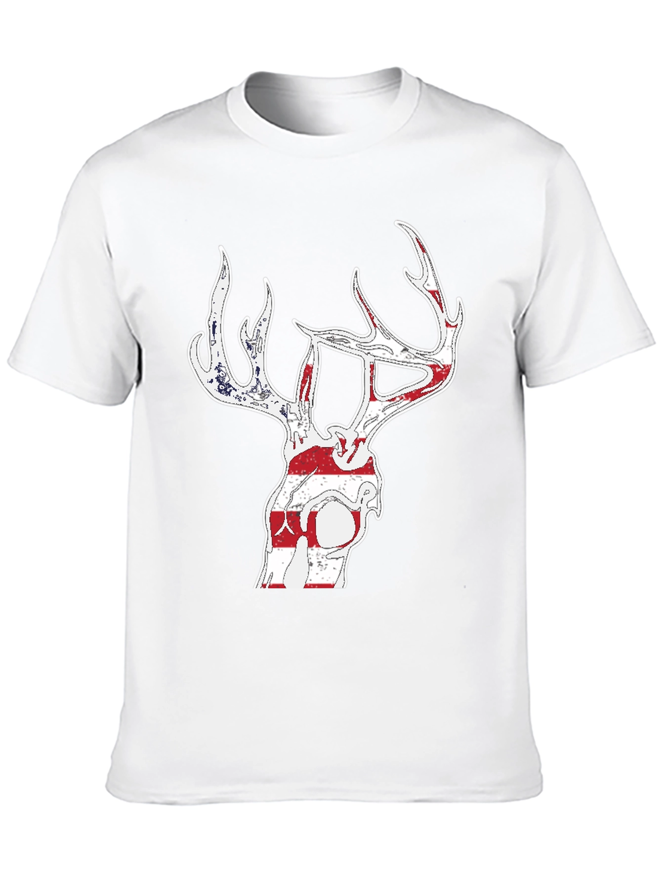 Deer Skull American Flag Graphic T-Shirt
