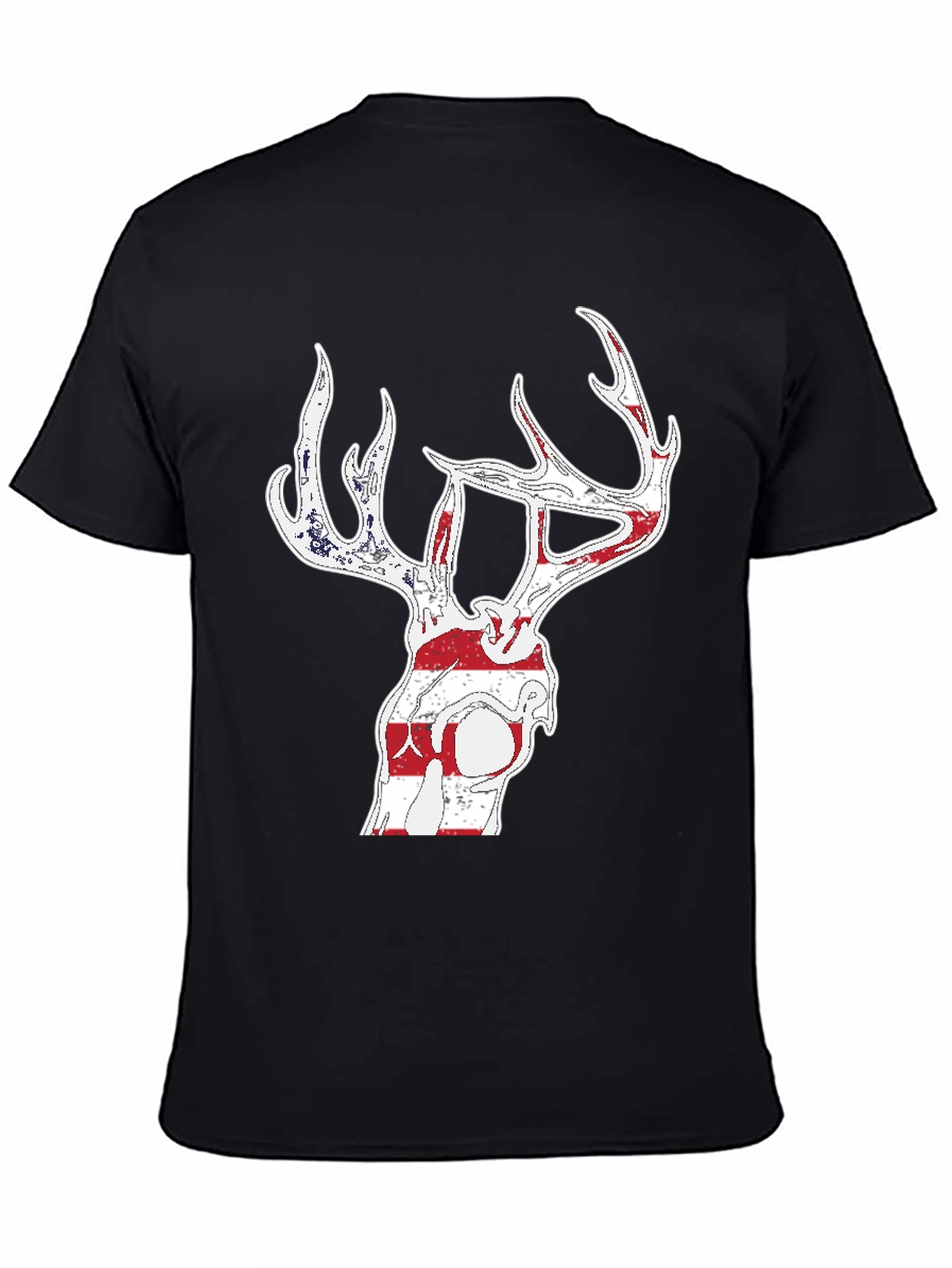 Deer Skull American Flag Graphic T-Shirt