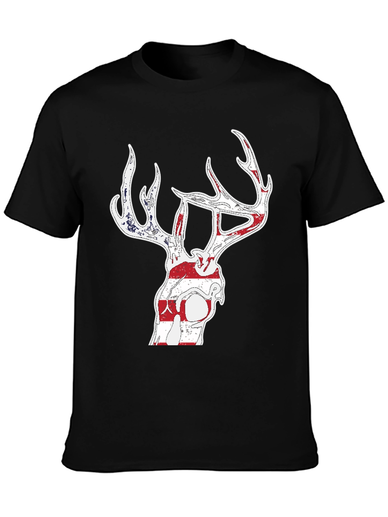 Deer Skull American Flag Graphic T-Shirt