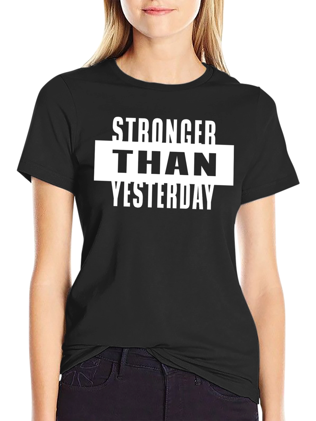 Stronger Than Yesterday Black Graphic T-Shirt
