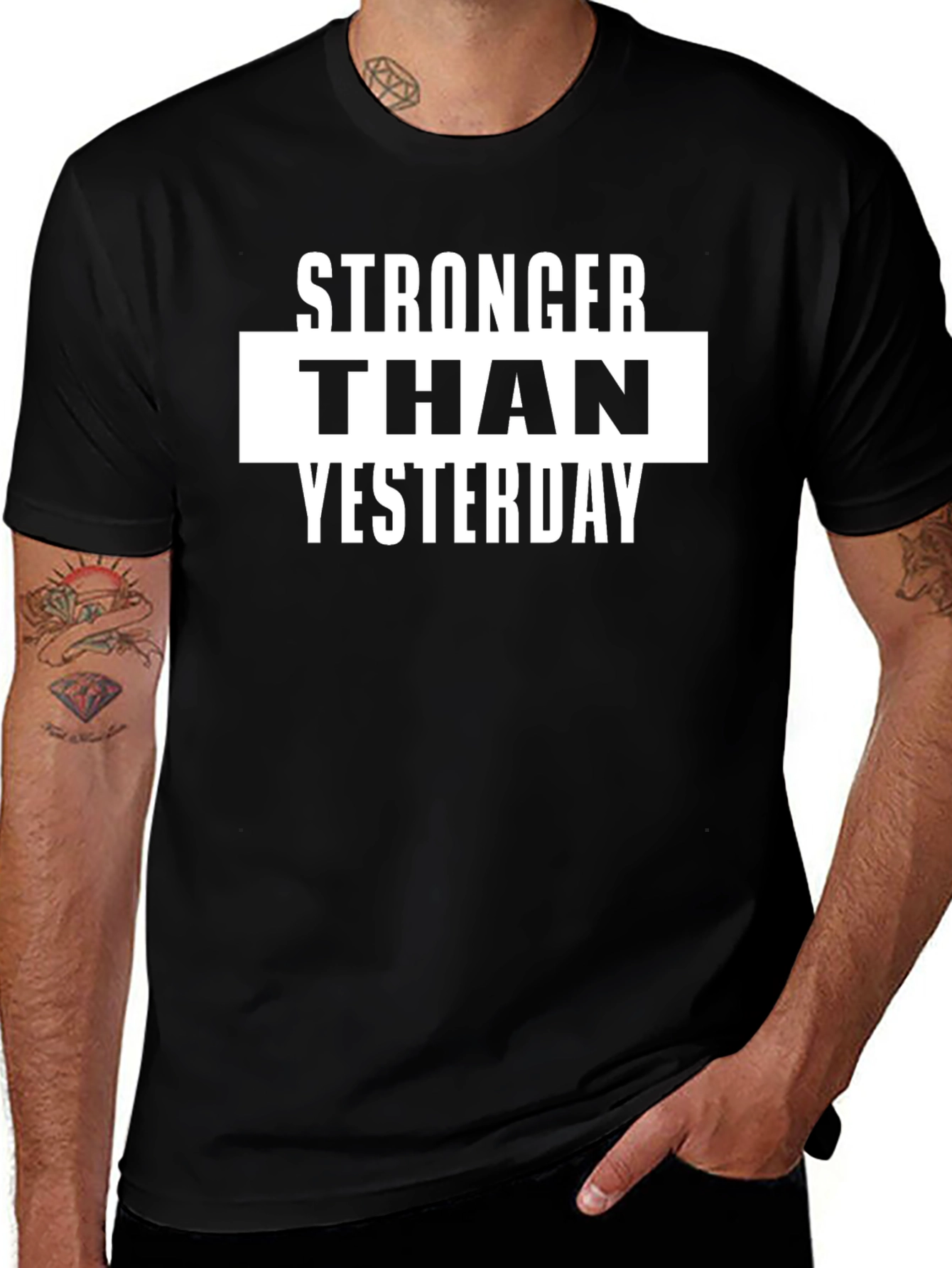 Stronger Than Yesterday Black Graphic T-Shirt
