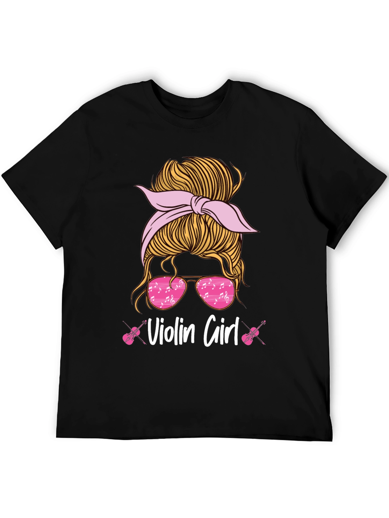 Violin Girl Messy Bun T-Shirt