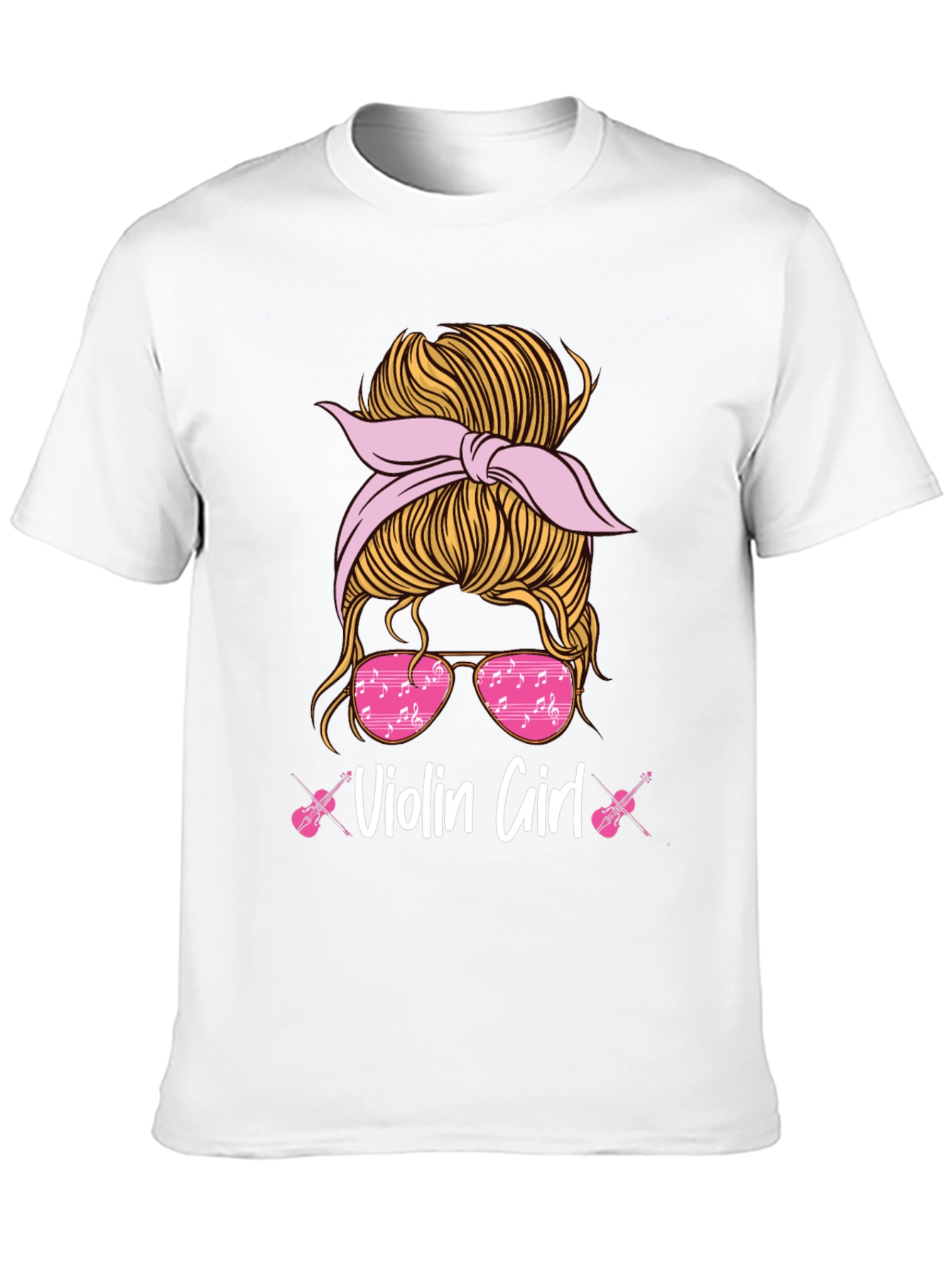 Violin Girl Messy Bun T-Shirt