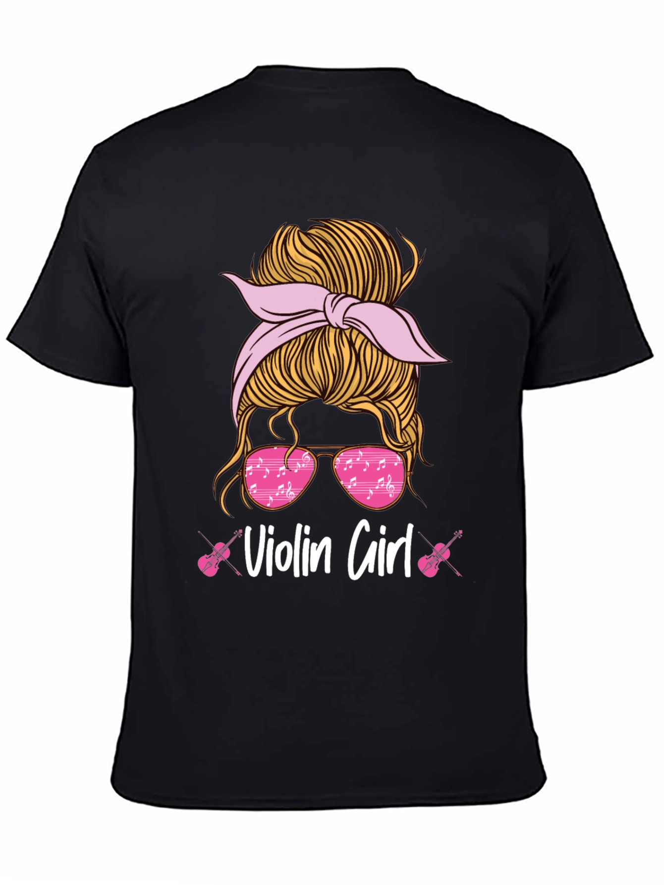 Violin Girl Messy Bun T-Shirt