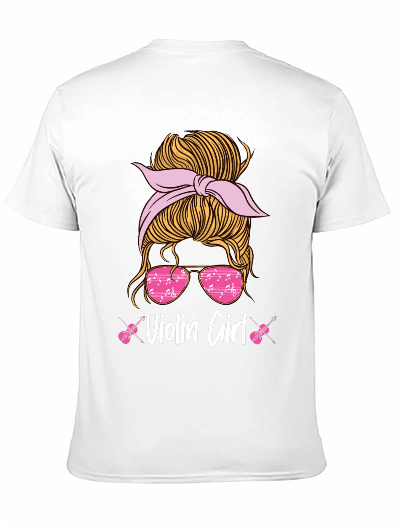 Violin Girl Messy Bun T-Shirt
