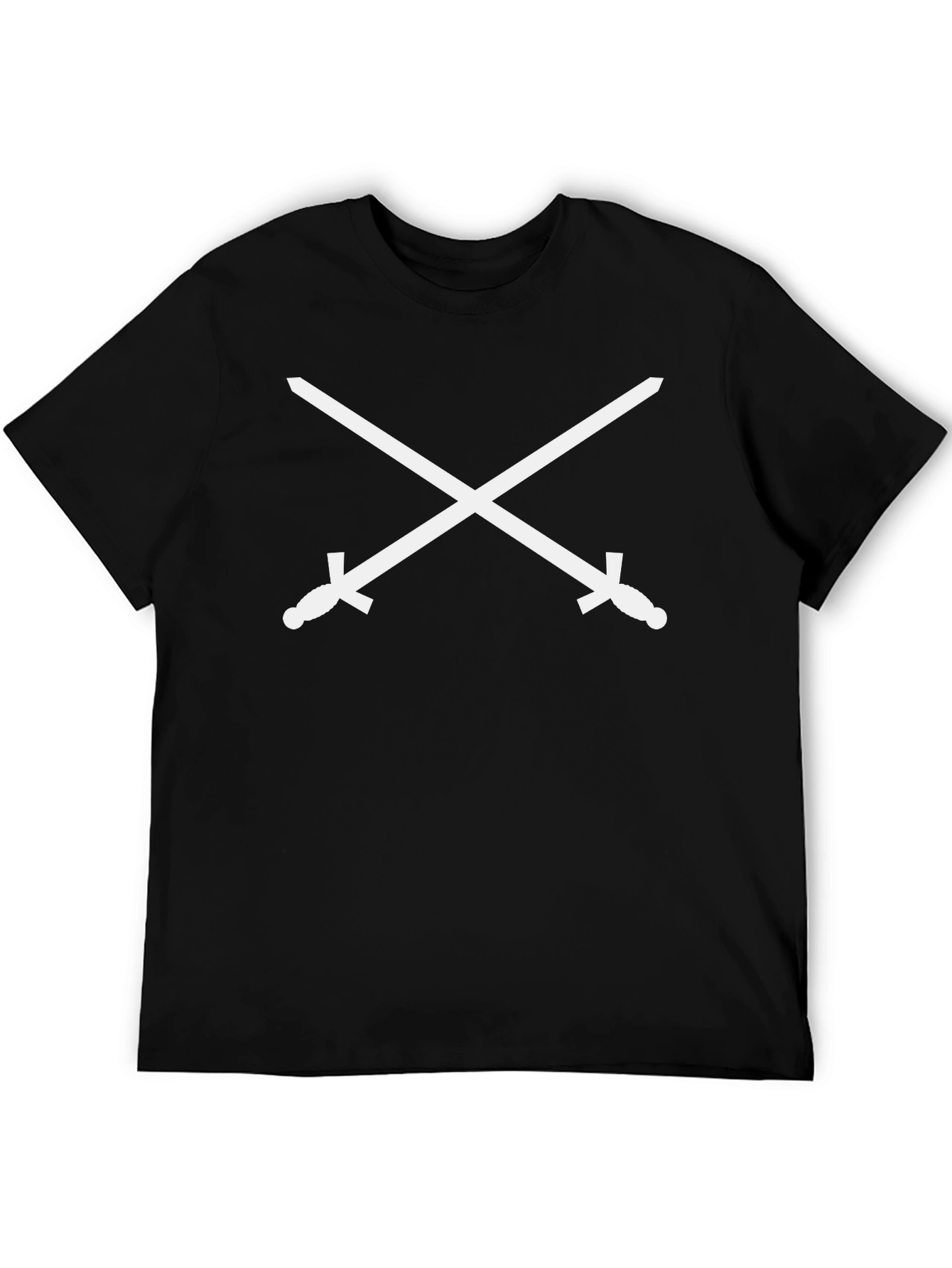 Crossed Swords Graphic Tee - Black Cotton Casual