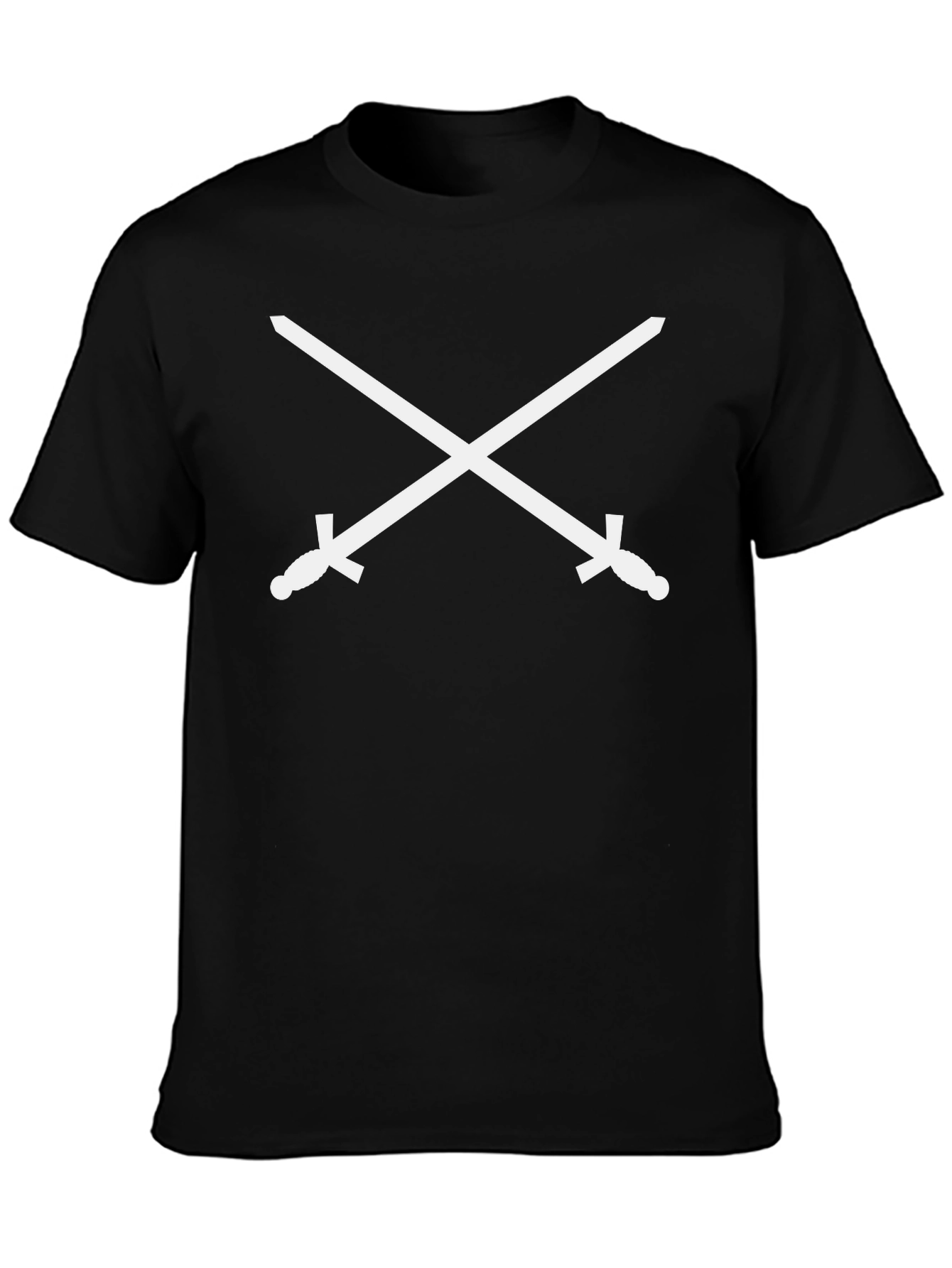 Crossed Swords Graphic Tee - Black Cotton Casual