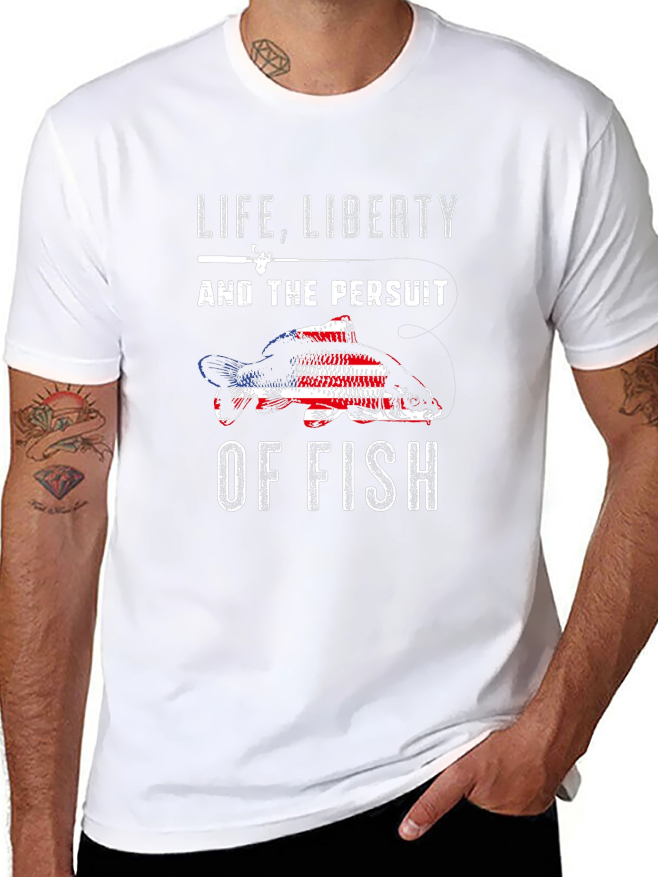 Life Liberty Pursuit of Fish Patriotic T-Shirt