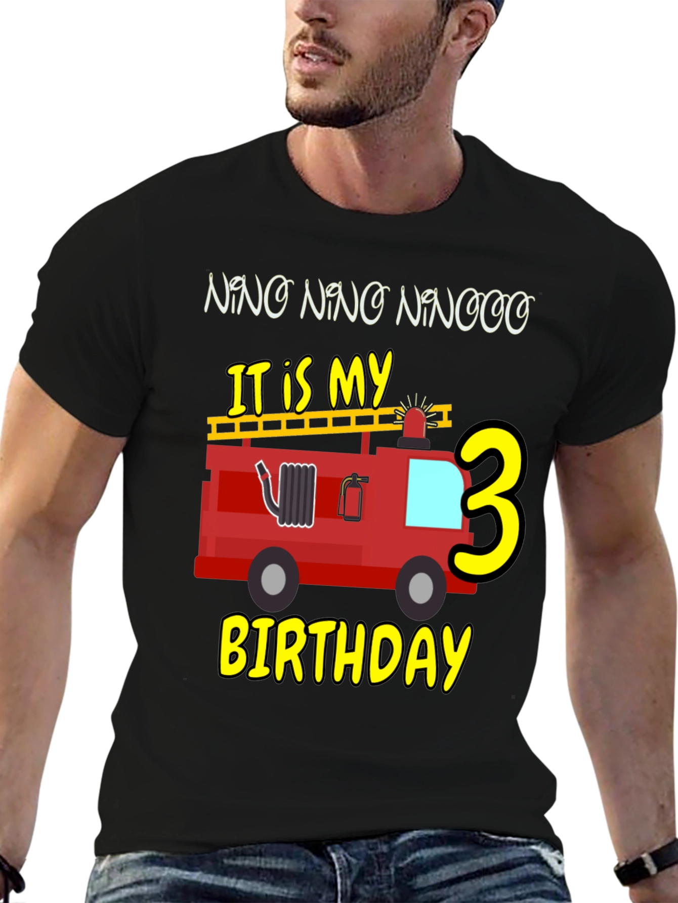 Fire Truck Birthday Shirt - Nino Number 3