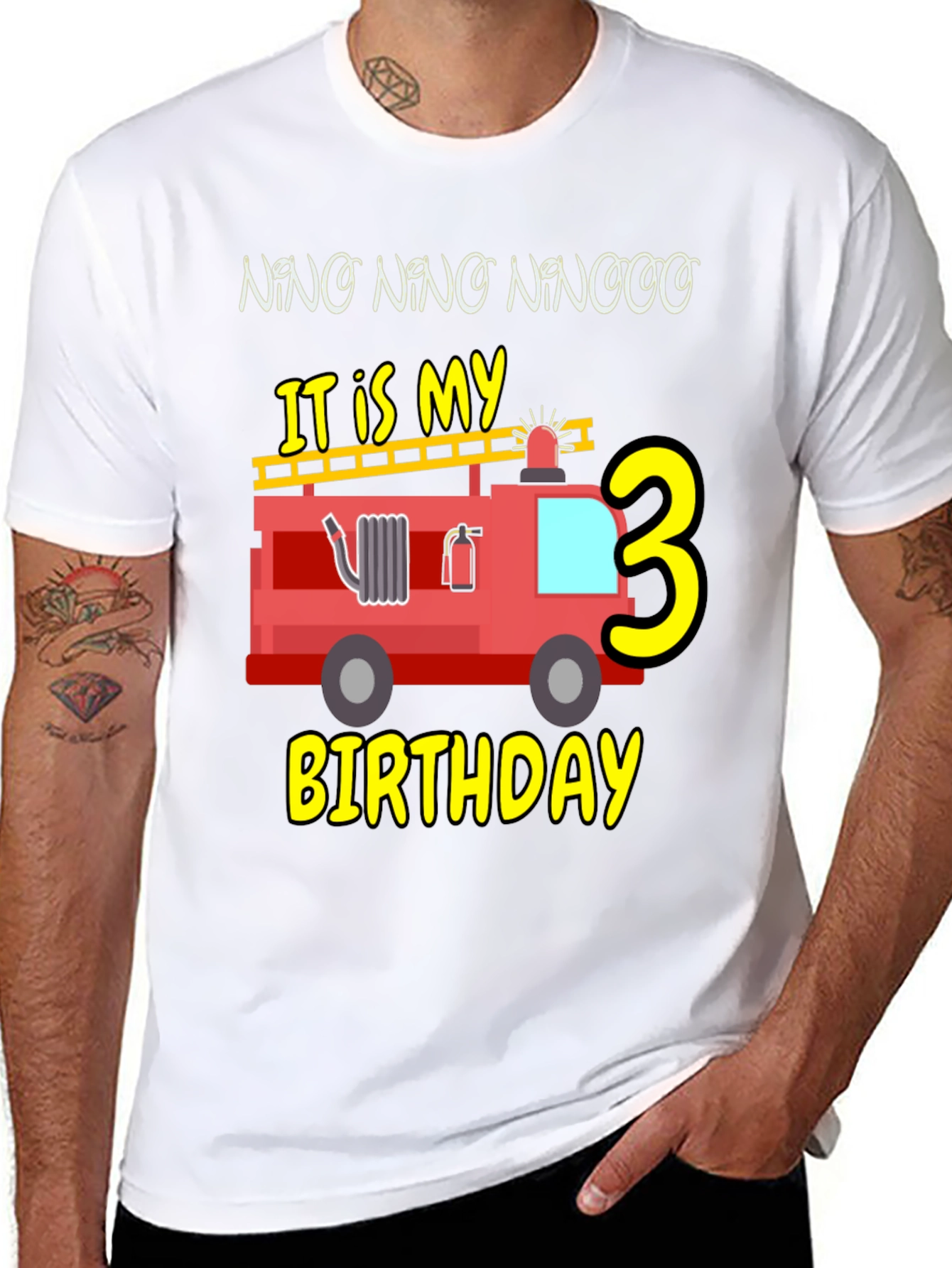 Fire Truck Birthday Shirt - Nino Number 3