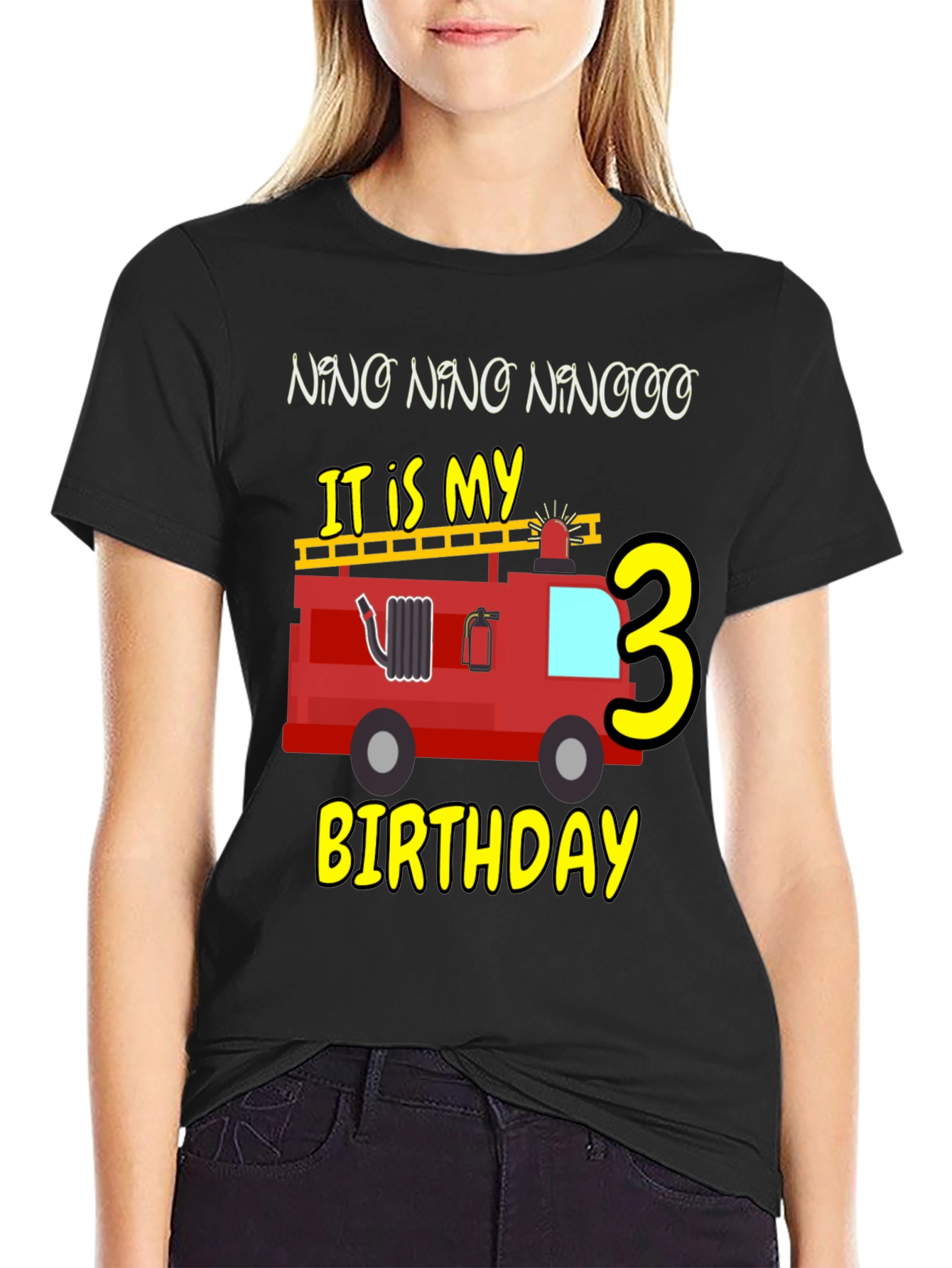Fire Truck Birthday Shirt - Nino Number 3