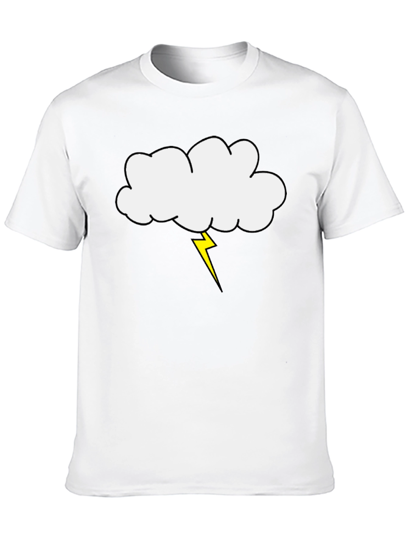 Cloud and Lightning Bolt Graphic Tee - Black
