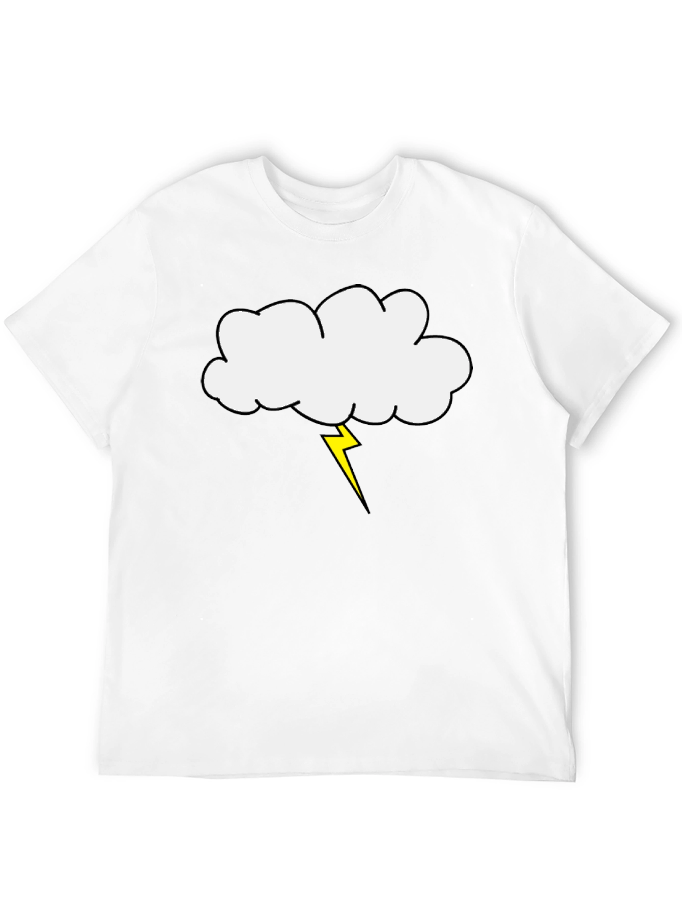 Cloud and Lightning Bolt Graphic Tee - Black
