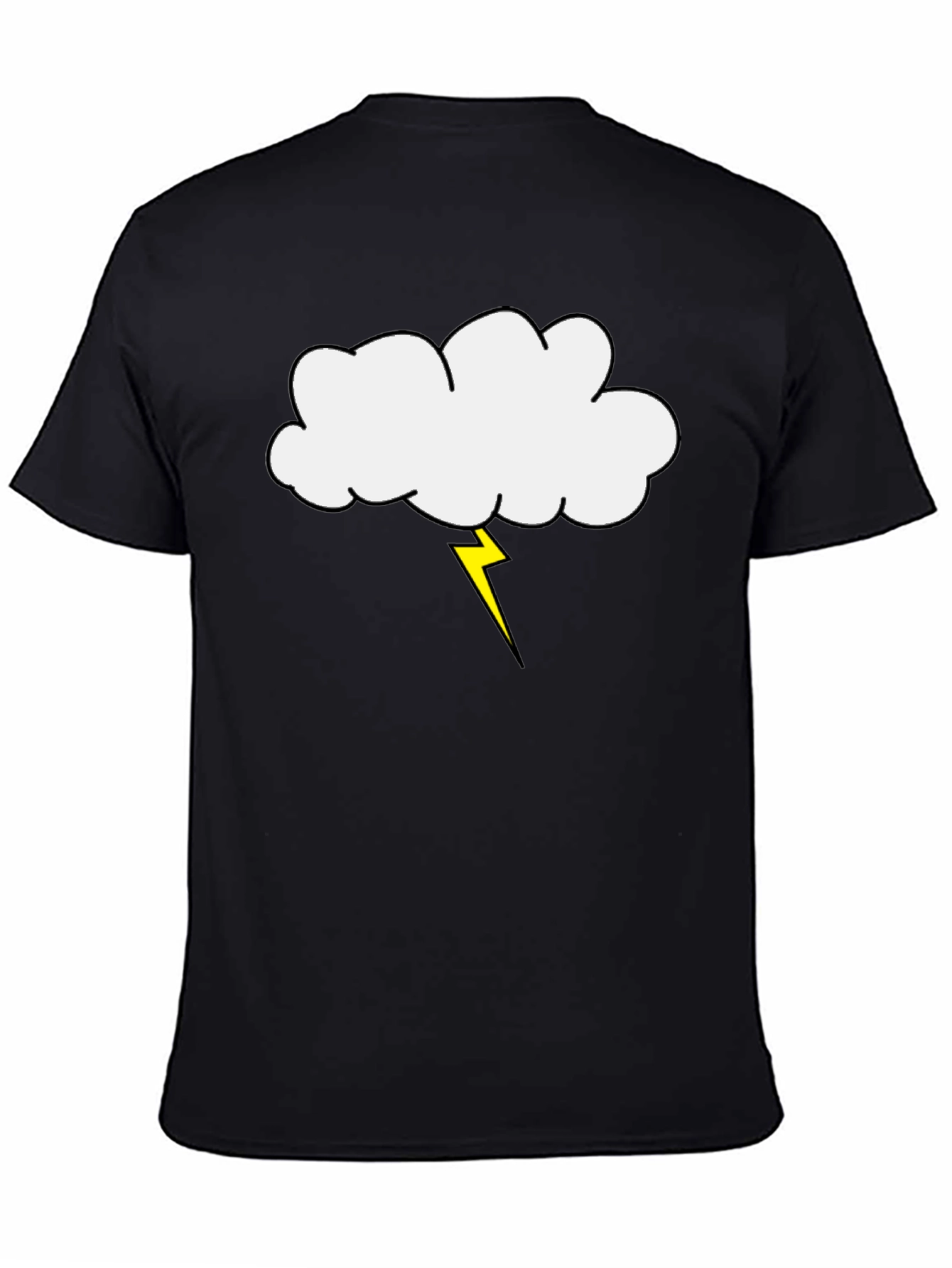Cloud and Lightning Bolt Graphic Tee - Black