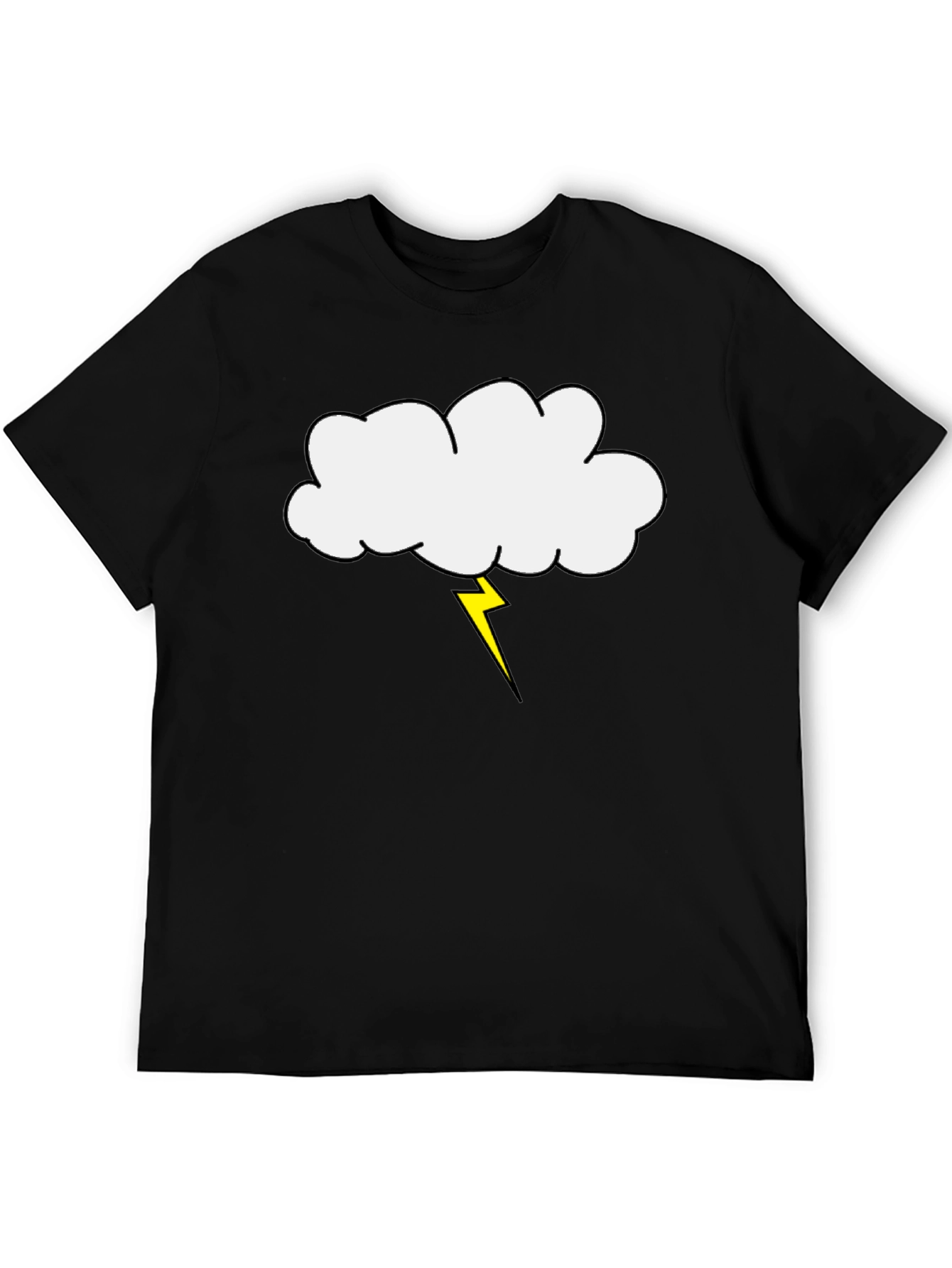 Cloud and Lightning Bolt Graphic Tee - Black