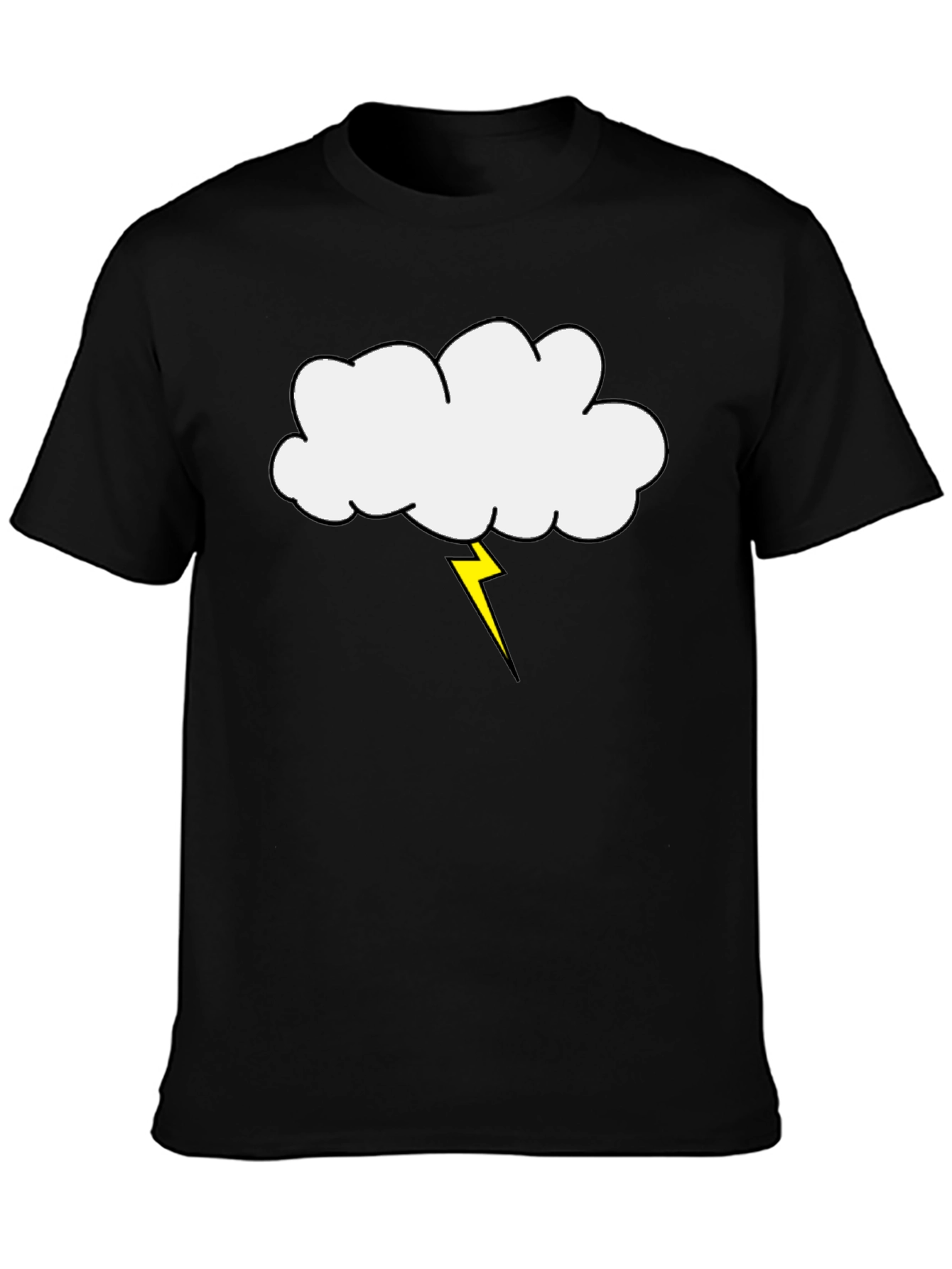Cloud and Lightning Bolt Graphic Tee - Black