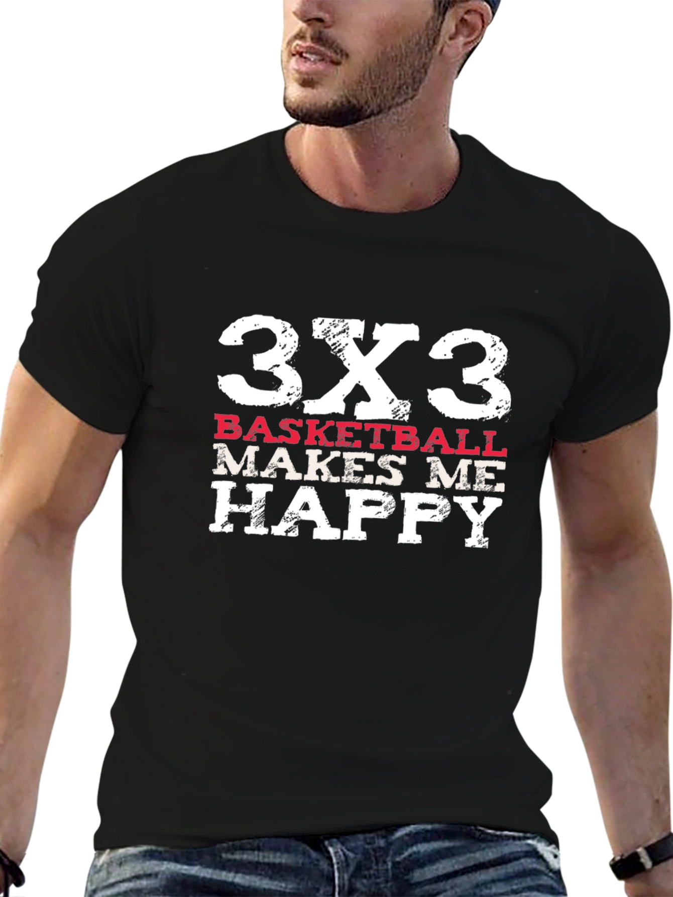 3x3 Basketball Makes Me Happy T-Shirt