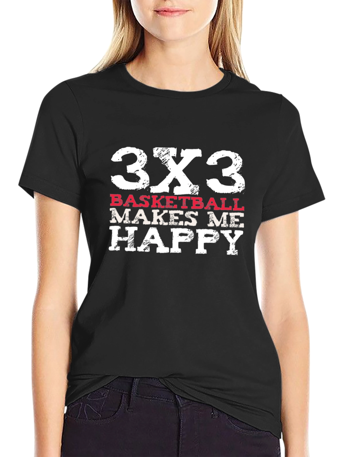 3x3 Basketball Makes Me Happy T-Shirt