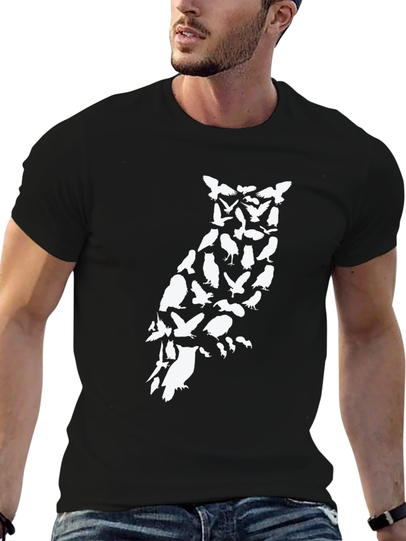 Owl Silhouette Bird Pattern T-Shirt