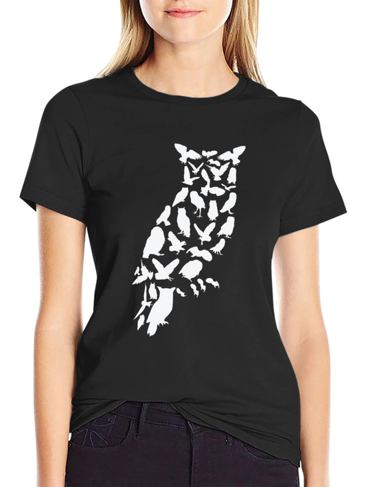 Owl Silhouette Bird Pattern T-Shirt