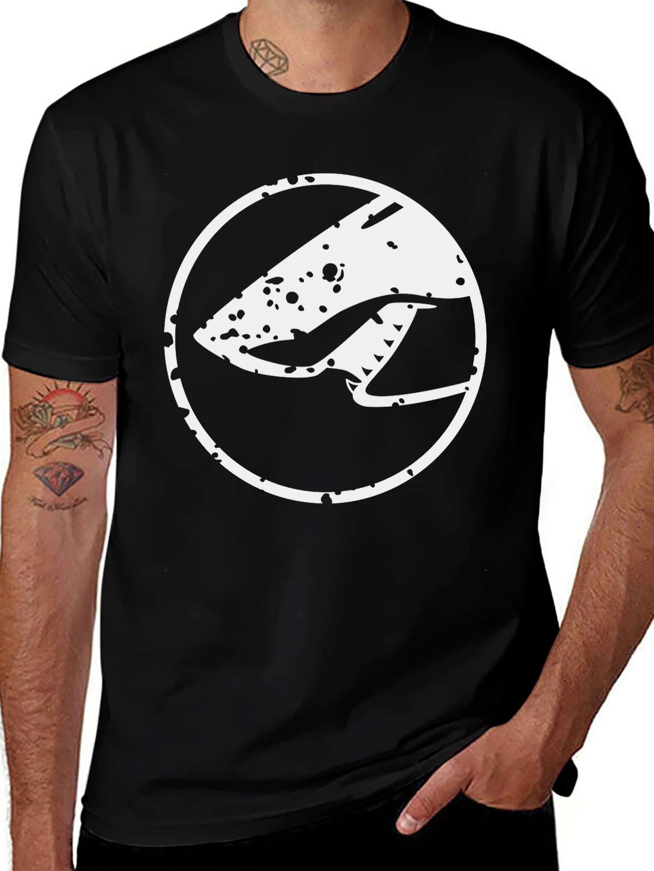Abstract Graphic Tee - Modern Black Cotton T-Shirt