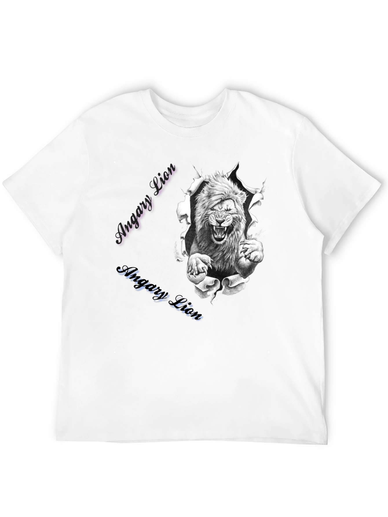 Mens Angry Lion Graphic Print T-Shirt - Black