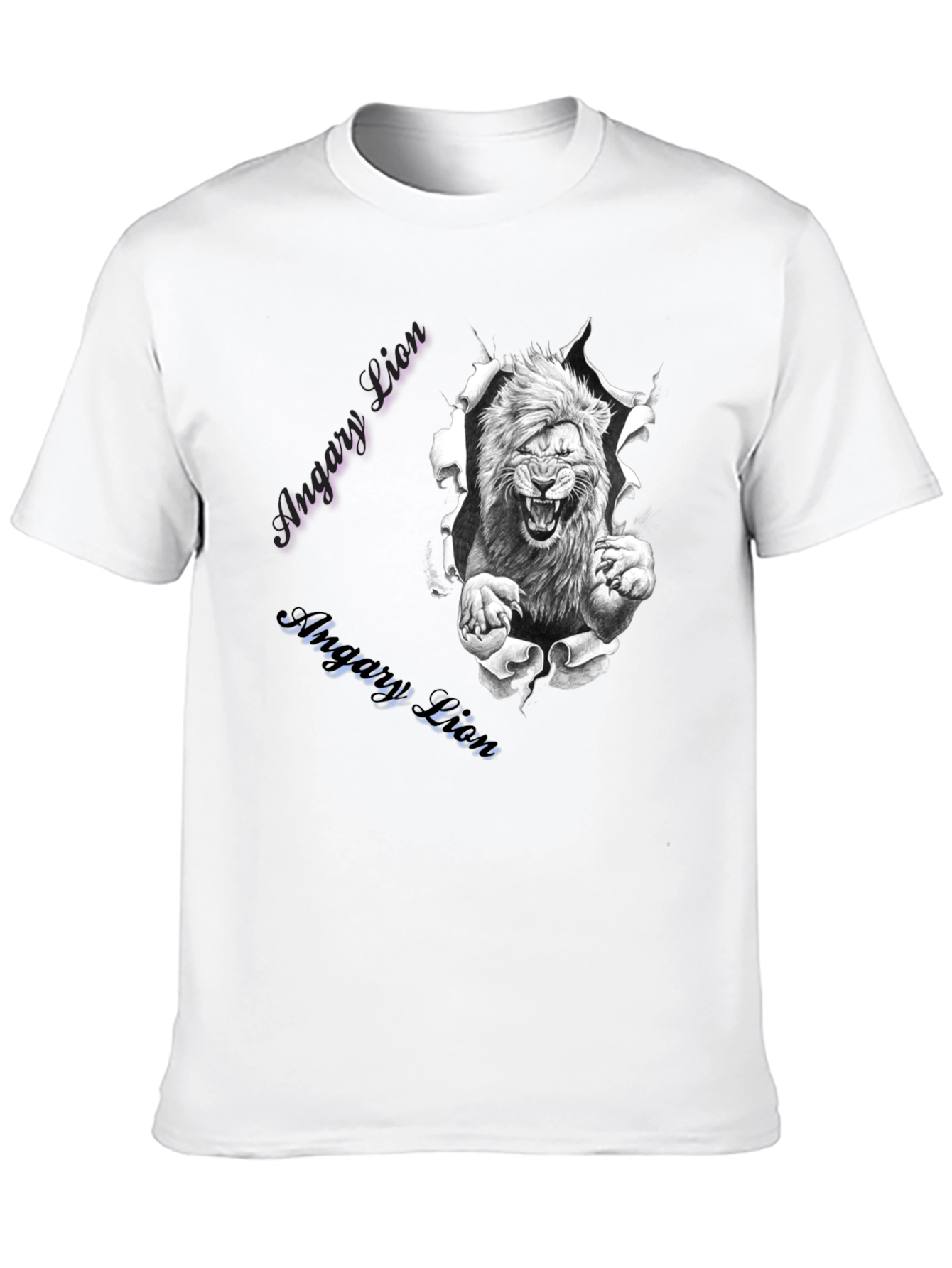 Mens Angry Lion Graphic Print T-Shirt - Black