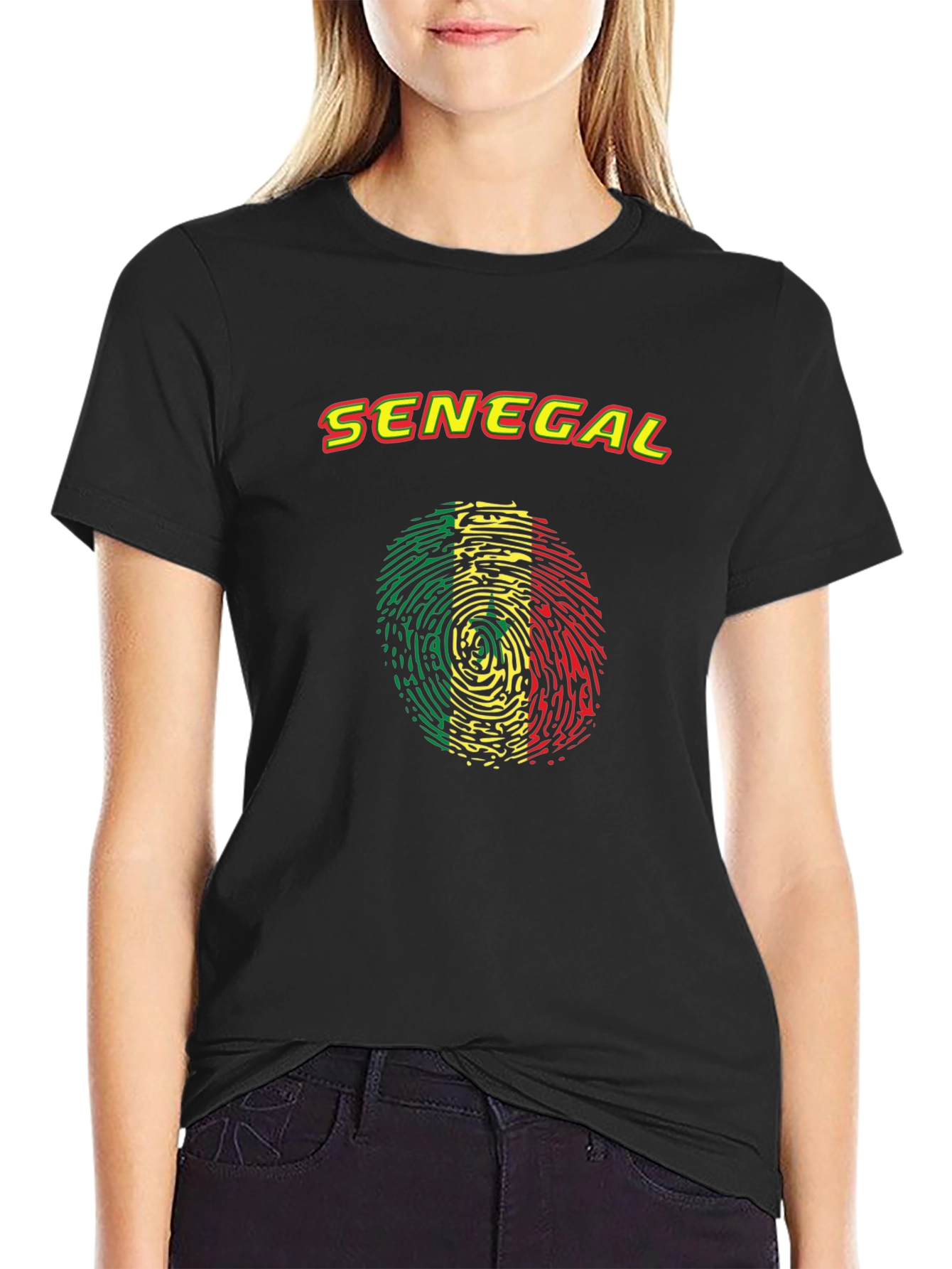Senegal Pride T-Shirt - Fingerprint Flag Design
