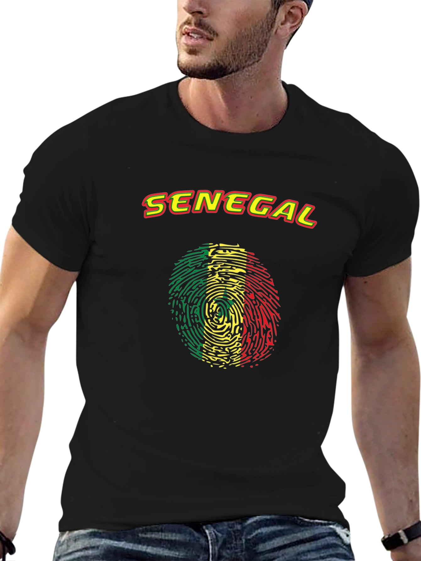 Senegal Pride T-Shirt - Fingerprint Flag Design