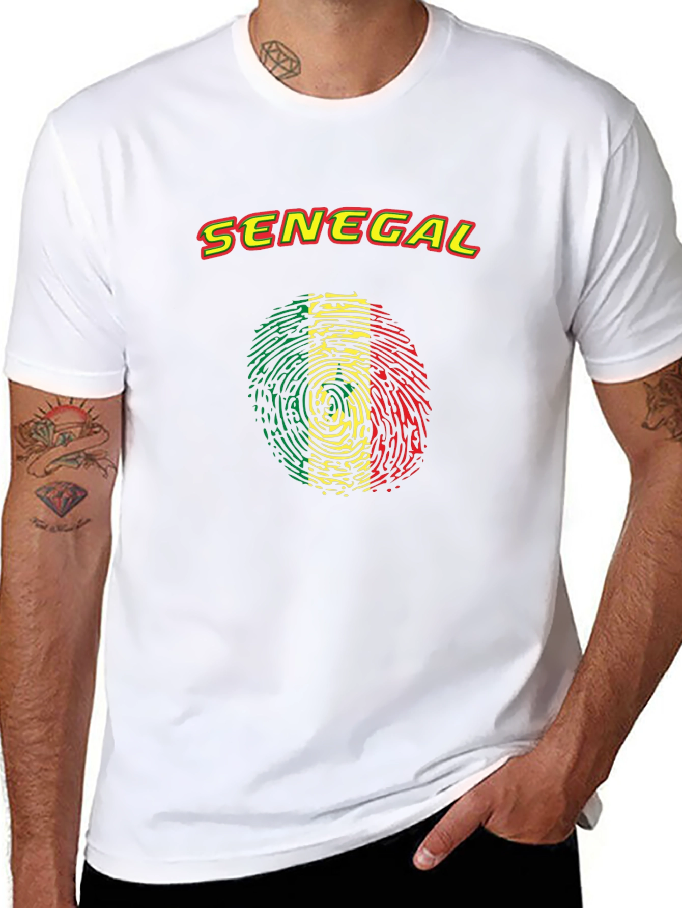 Senegal Pride T-Shirt - Fingerprint Flag Design