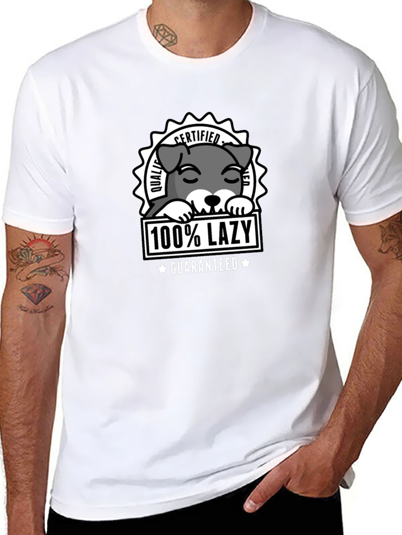 100% Lazy Certified Dog Graphic T-Shirt