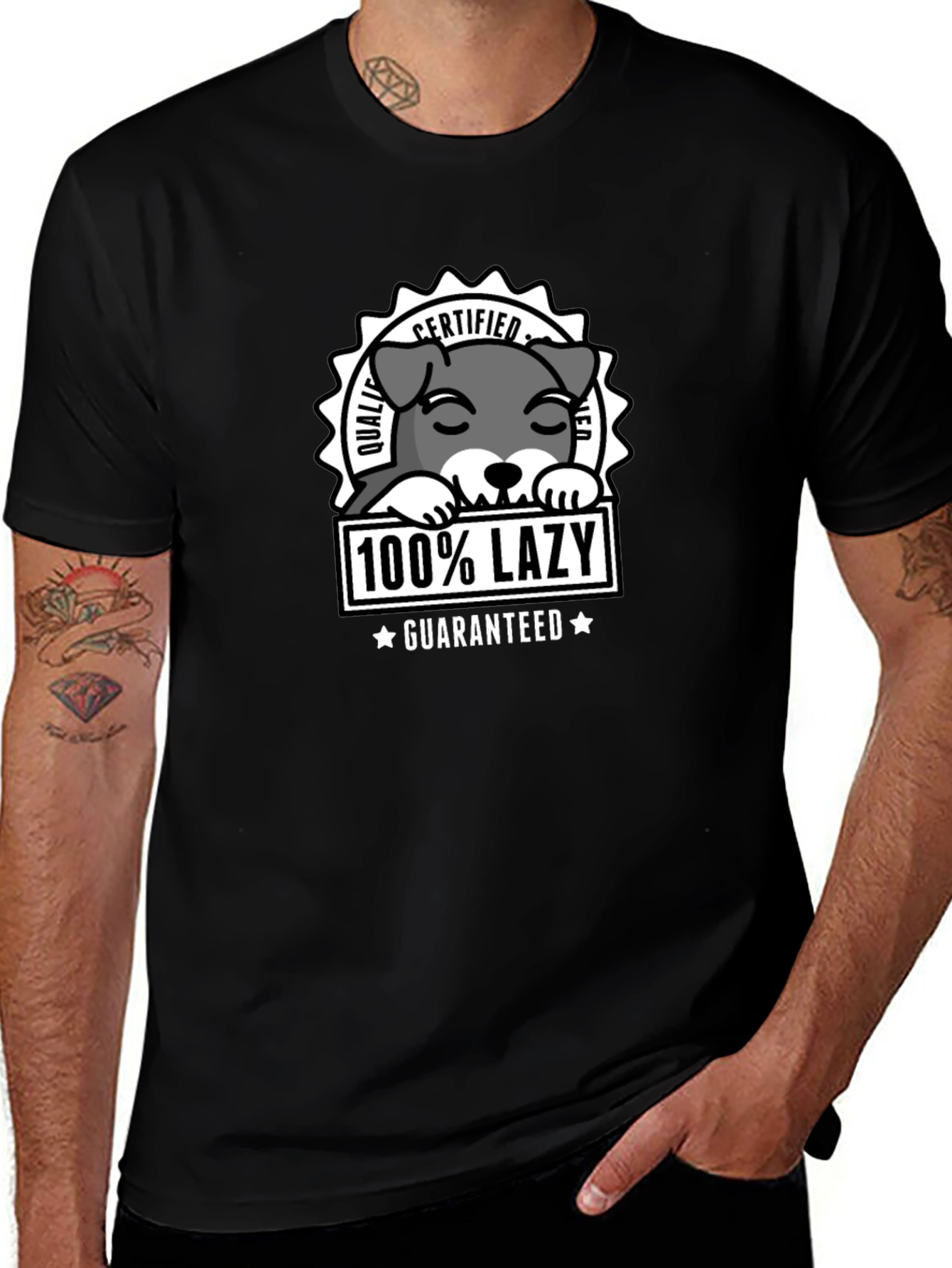 100% Lazy Certified Dog Graphic T-Shirt