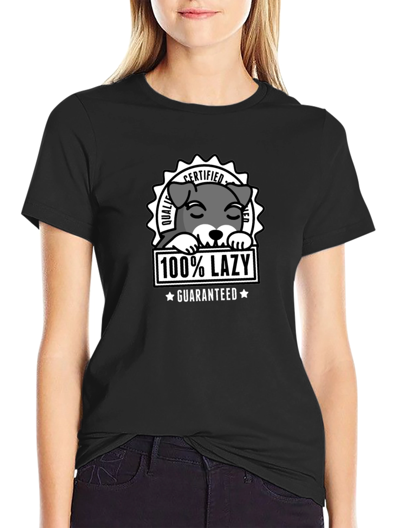 100% Lazy Certified Dog Graphic T-Shirt