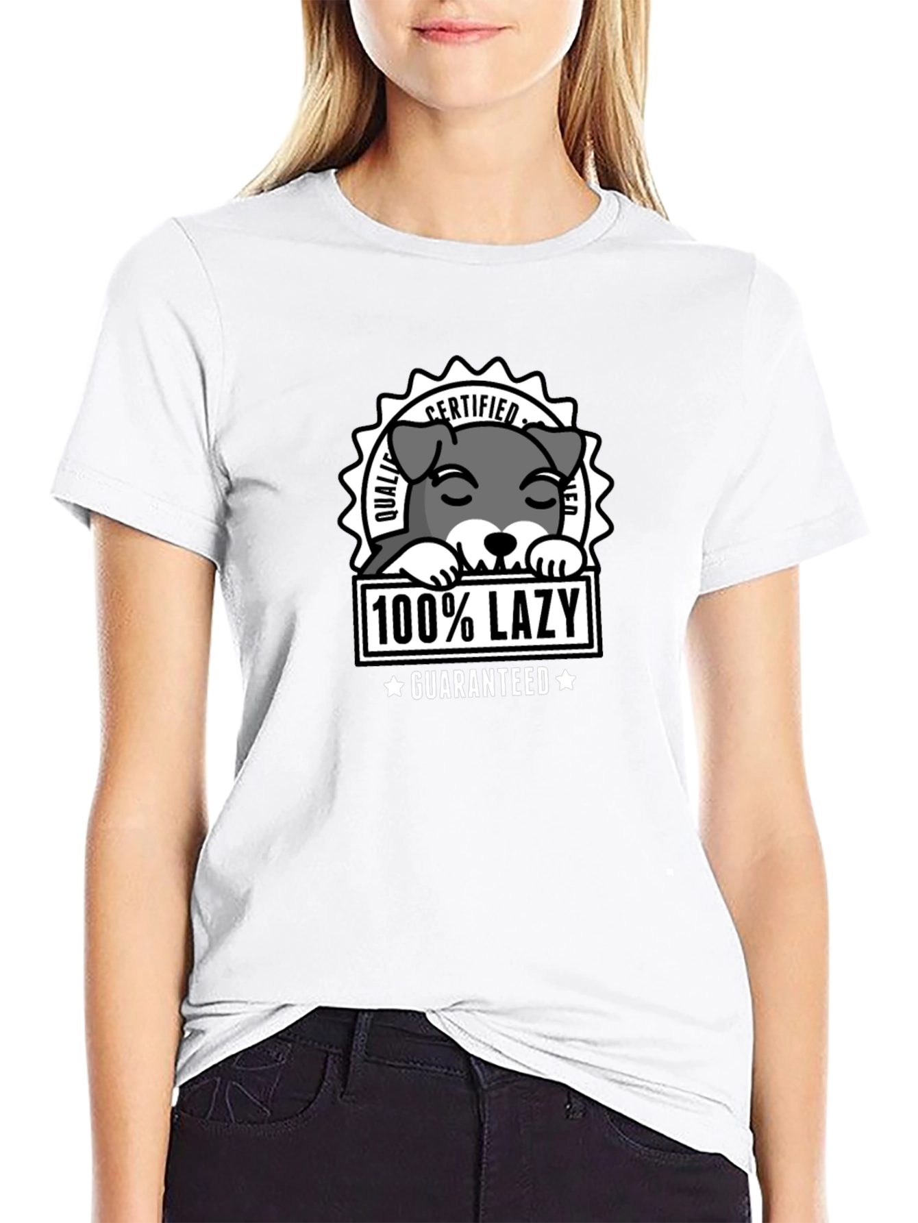 100% Lazy Certified Dog Graphic T-Shirt
