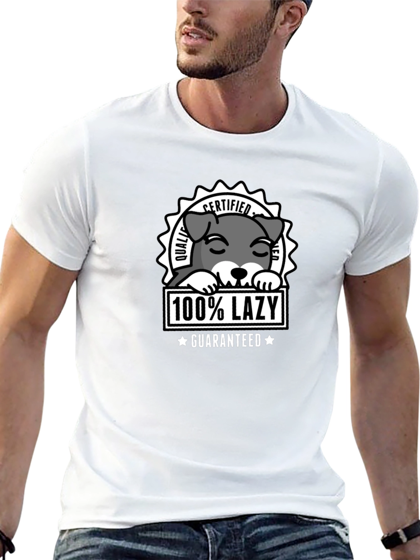 100% Lazy Certified Dog Graphic T-Shirt