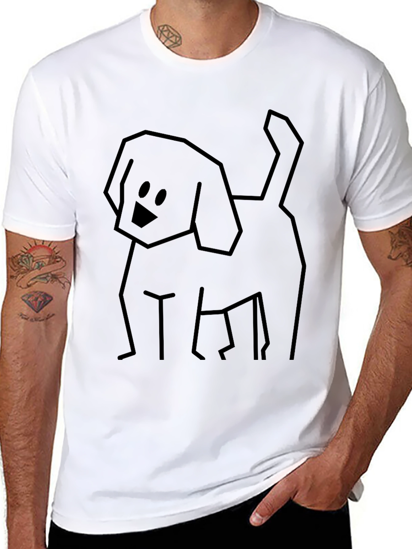 Minimalist Dog Graphic Tee - Black
