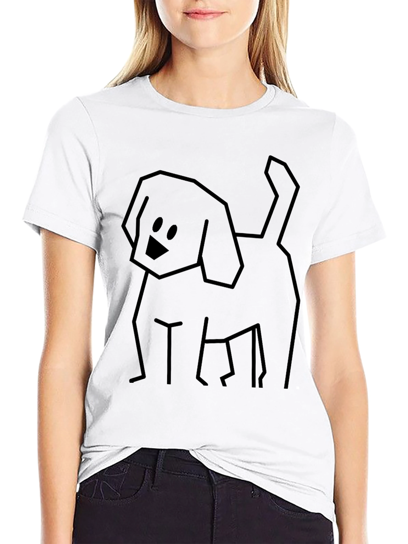 Minimalist Dog Graphic Tee - Black