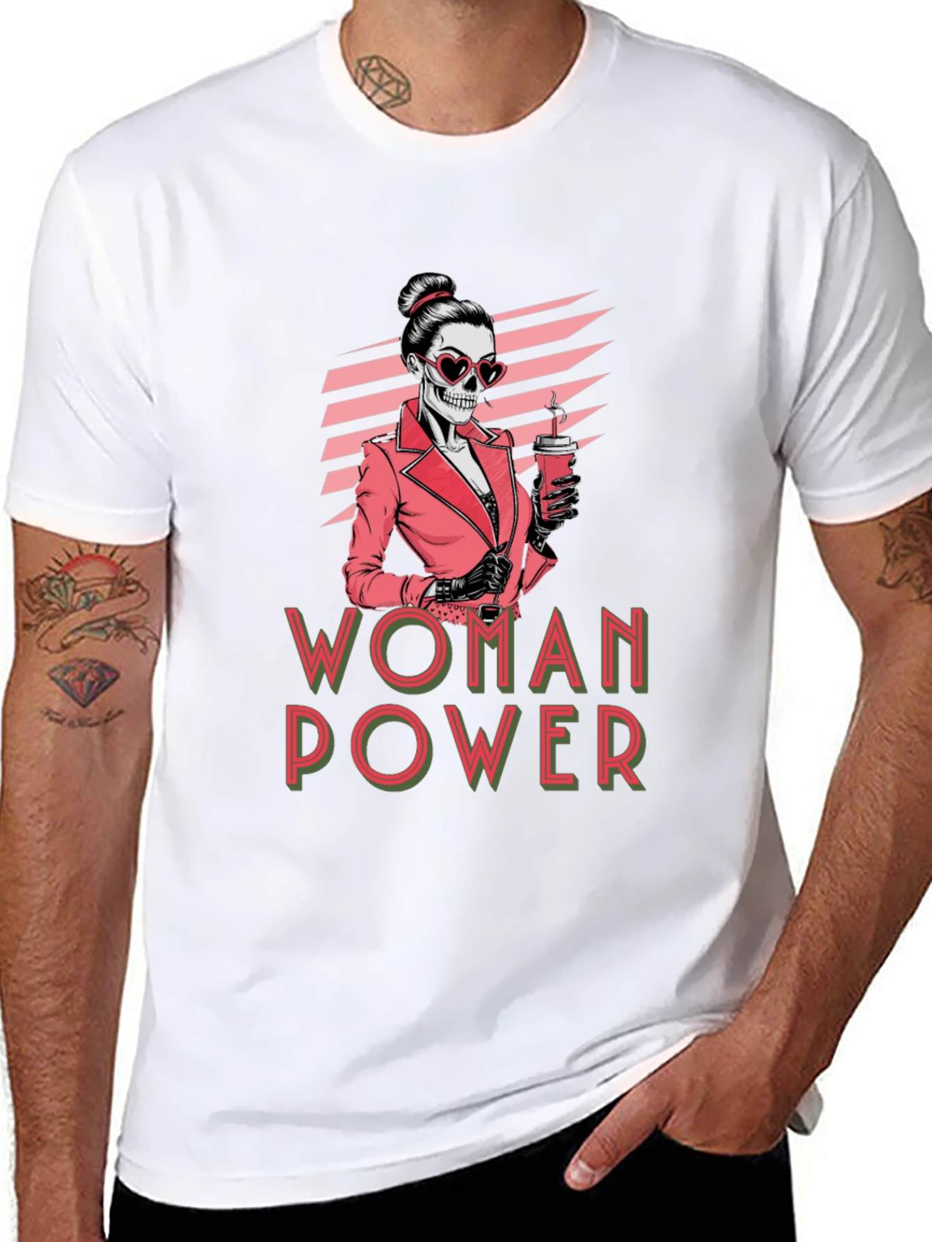 Woman Power Skeleton Graphic T-Shirt
