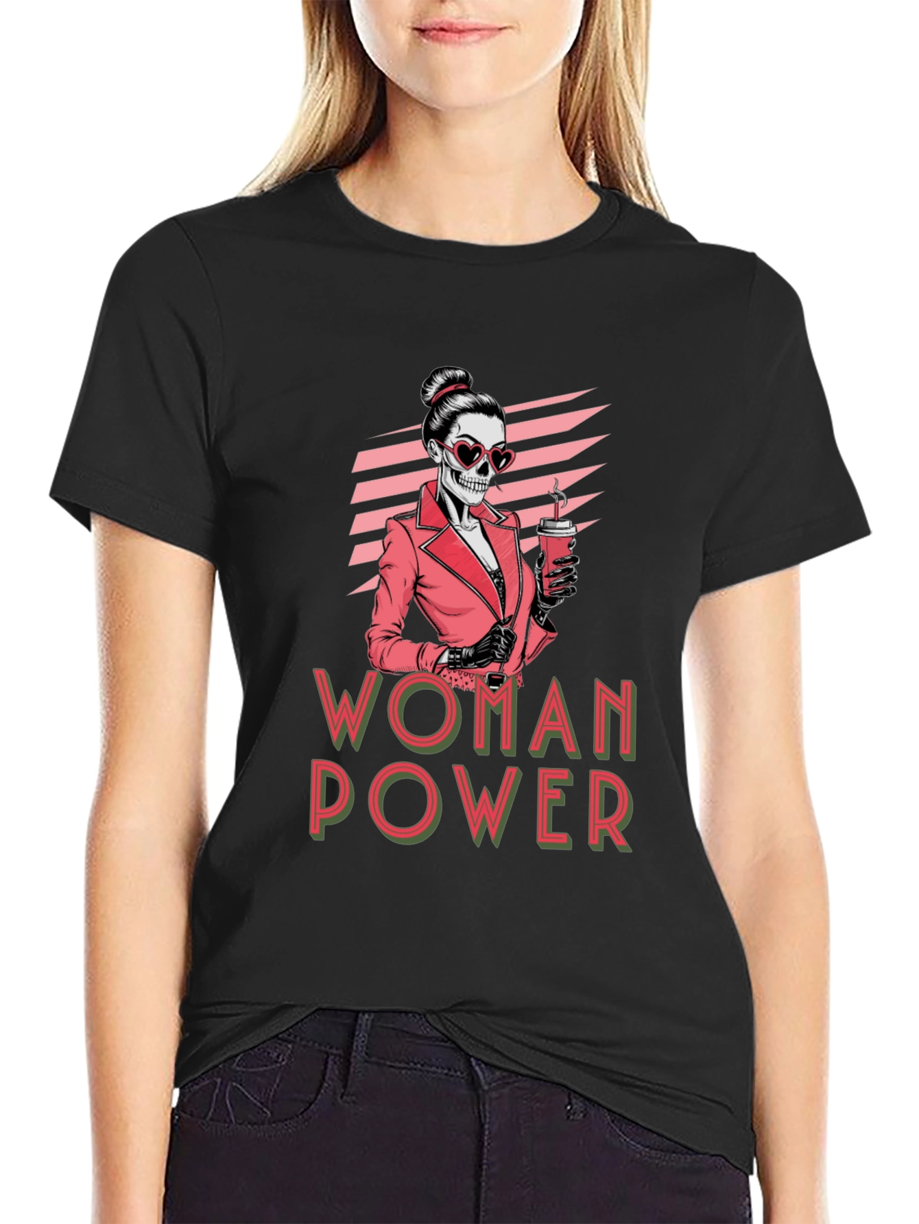 Woman Power Skeleton Graphic T-Shirt