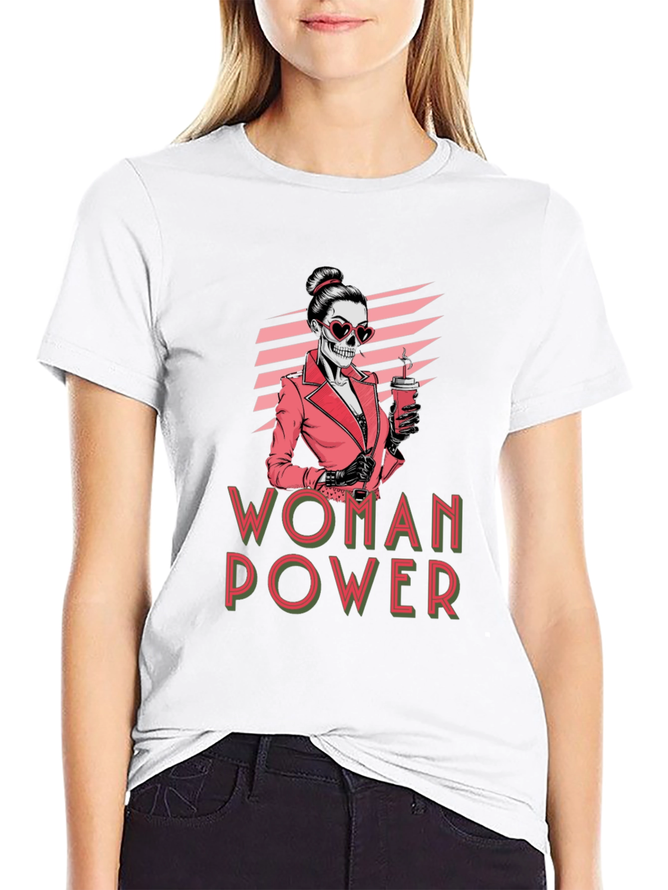 Woman Power Skeleton Graphic T-Shirt