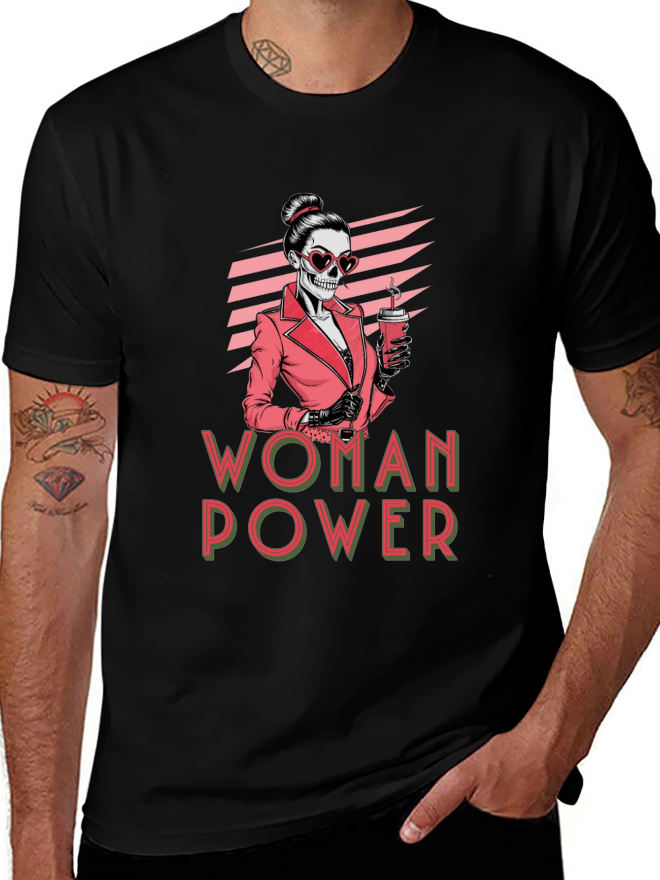 Woman Power Skeleton Graphic T-Shirt