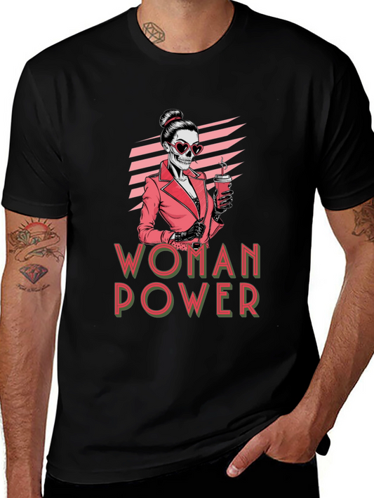 Woman Power Skeleton Graphic T-Shirt