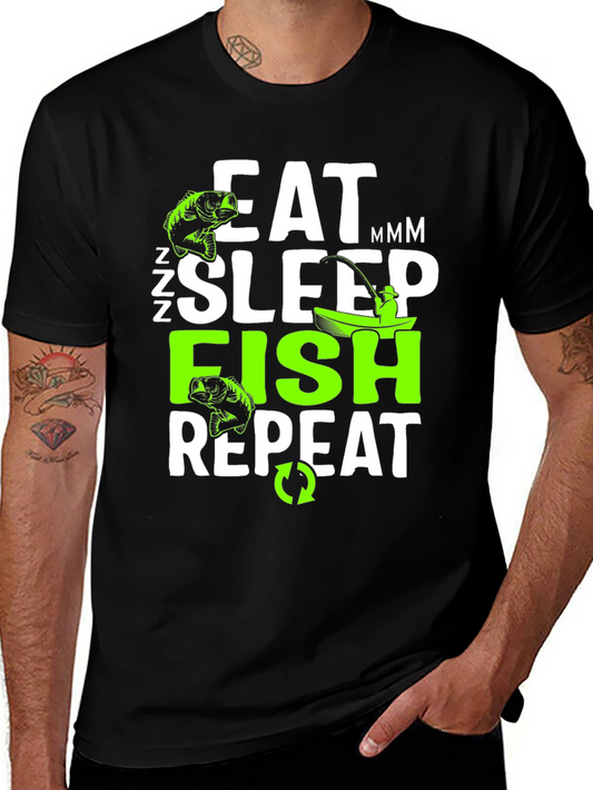 Eat Sleep Fish Repeat Graphic T-Shirt